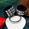 3-Pack Adjustable Studded Leather Stack Bracelets with Slider, Punk Style Jewelry for Men, Alternative Men's Accessories for Parties (Festive & Party Supplies)