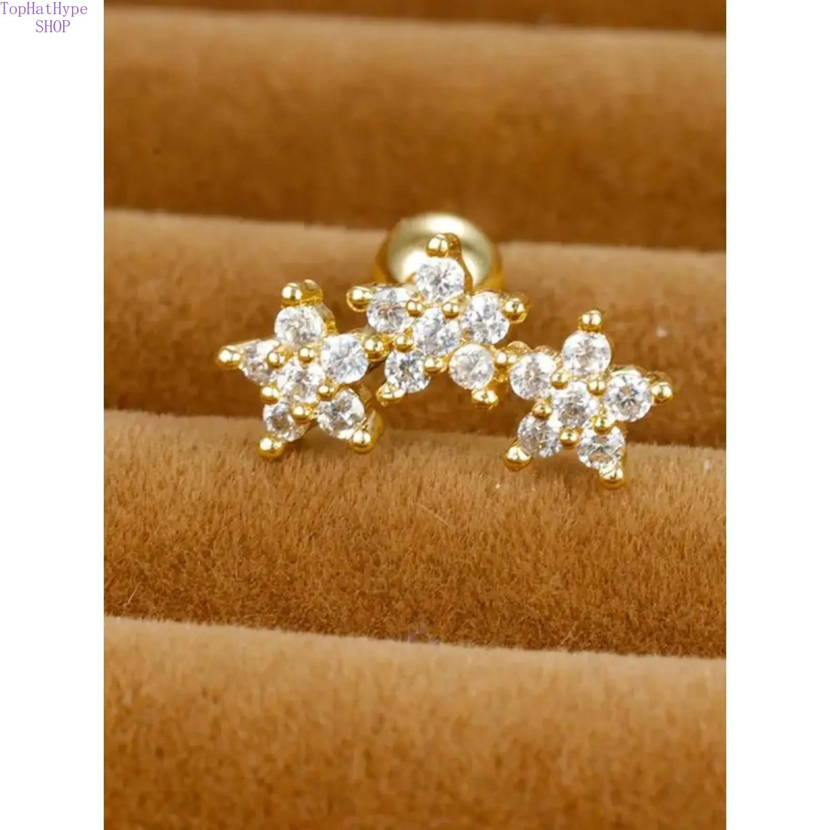 Women’s 16G Sparkling 3-Flower Cubic Zirconia Cartilage Stud Earrings, Hypoallergenic Stainless Steel, Dainty Piercing Jewelry for Daith Conch Tragus Helix, Earrings for Women for Daily Wear & Party Occasions,sohochic