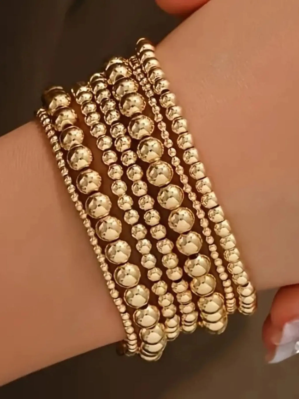 Women's Elegant Beaded Bracelet Set, Beaded Bracelet Pack, 7pcs Elastic Rope, Trendy Stackable Design, Stackable Bracelets, Stacked Bracelets, Perfect for Daily & Party Wear, Stretch Multilayered Bangles, Trendy Jewellery Accessories