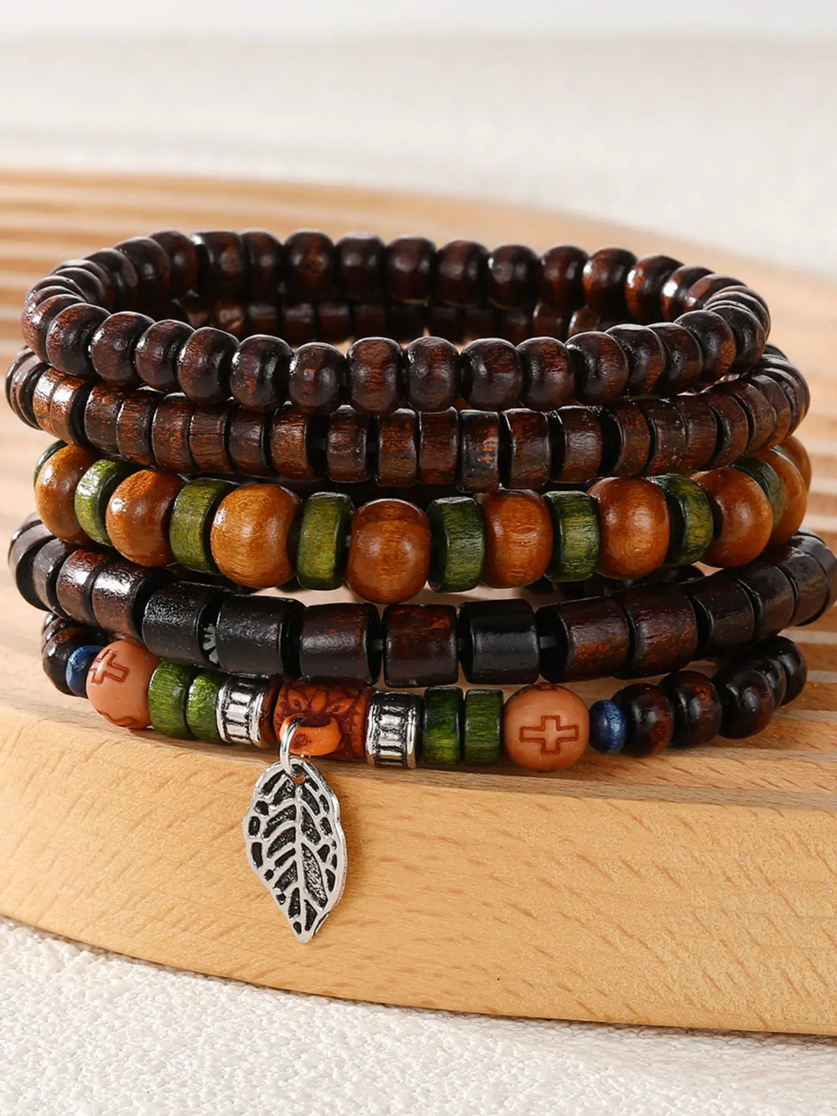 25-Piece Ethnic Wood Bead Bracelet Combination Set, Neutral Vintage Stackable Wristbands, Bohemian Jewelry for Women and Men, Beaded Bracelet Sets