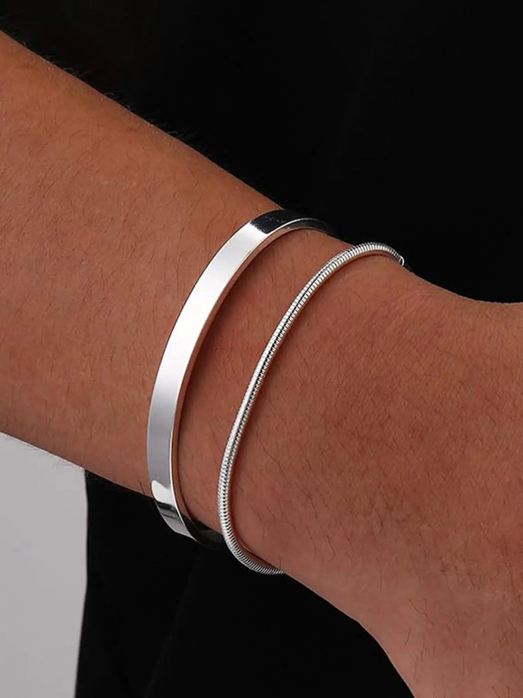 Stainless Steel Bracelet Set, Stacked Design Bracelets, Stackable Bracelets, Unisex Casual Daily Wear Jewelry, Perfect Gift for Men & Women, Durable & Stylish Design