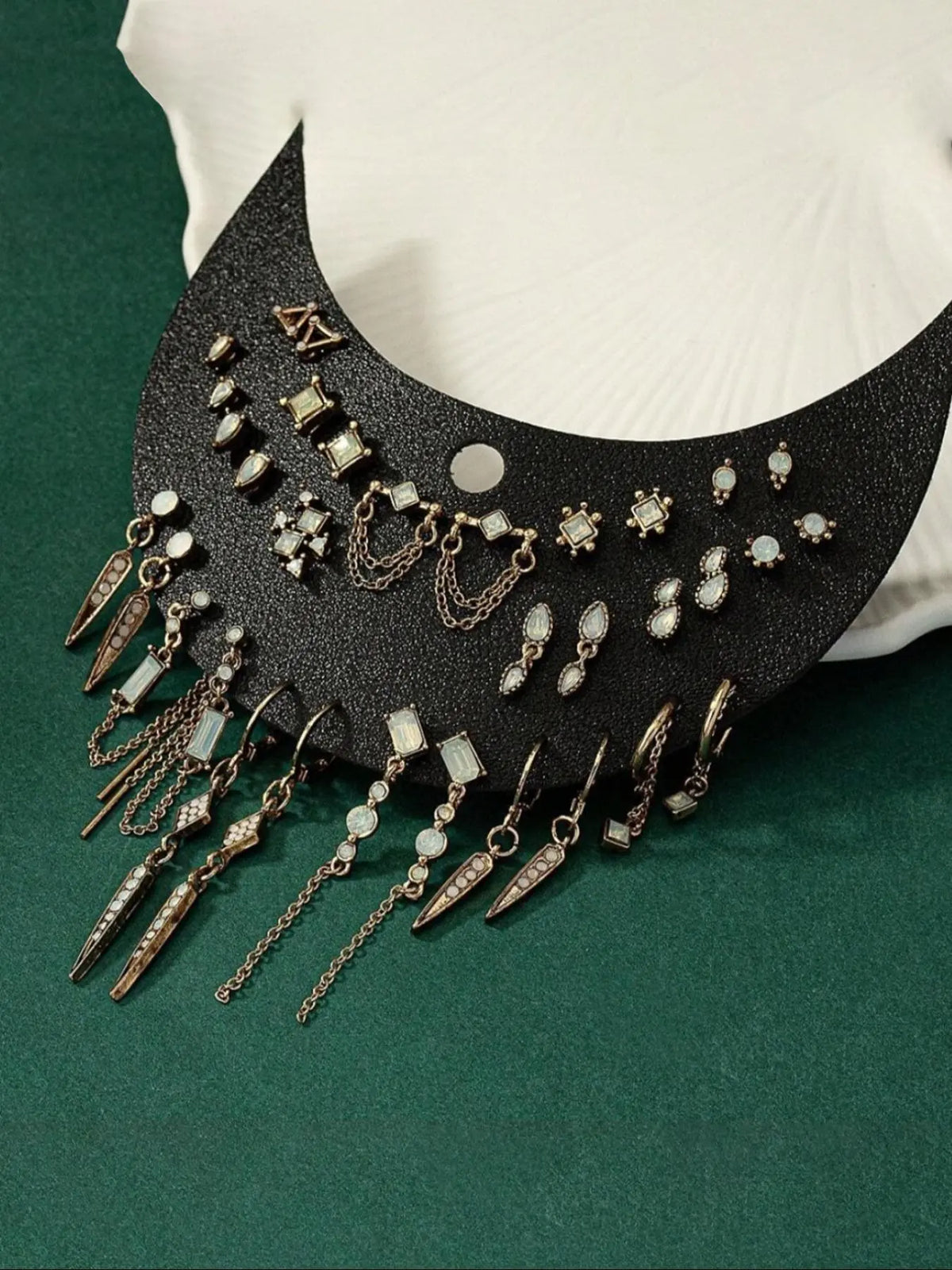 Vintage Punk Style Rhinestone & Chain Decor Earring Stacking Set, High Quality Earrings, Stylish Jewelry, Fashion Jewelry for Party, Daily Clothing Decor, Trendy All-match & Exquisite Jewelry for Birthday Gift, Dangle Earrings Set, Dangling Earrings