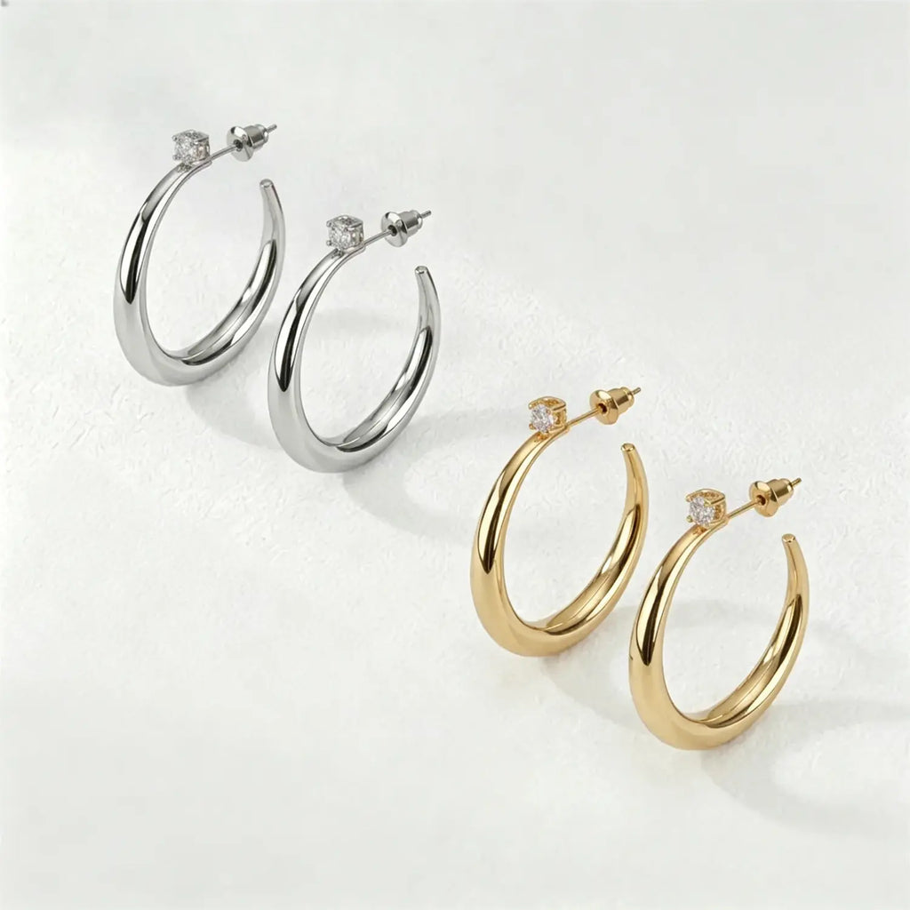 Chunky Hoop Earrings Native Big Earrings Trendy Large Open Hoops Bold Statement Minimalist Big Stud Hoops Lightweight Fashion Ear Jewelry Versatile Daily Outfit Accessories to Elevate Your Look