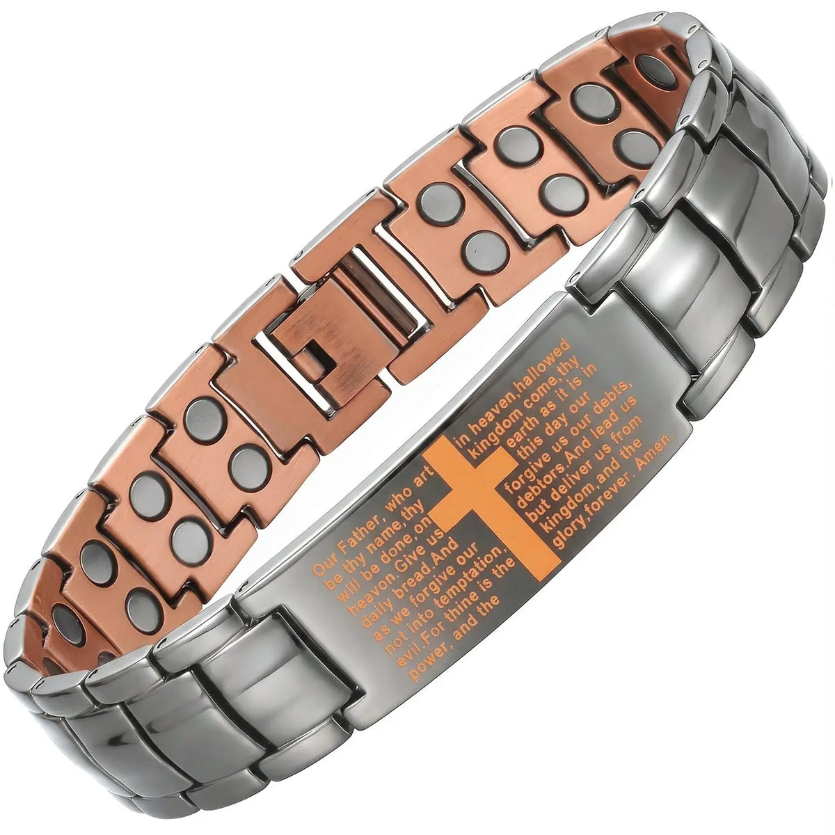 Copper Magnetic Therapy Bracelet for Men & Women - 3X Strong Magnet-Style Bracelets & Bangles with 3500 Gauss Neodymium Magnets, Metal Ring, Adjustable, Static Electricity Elimination, Casual/Formal Magnetic Field Therapy Cross Jewelry,sohochic