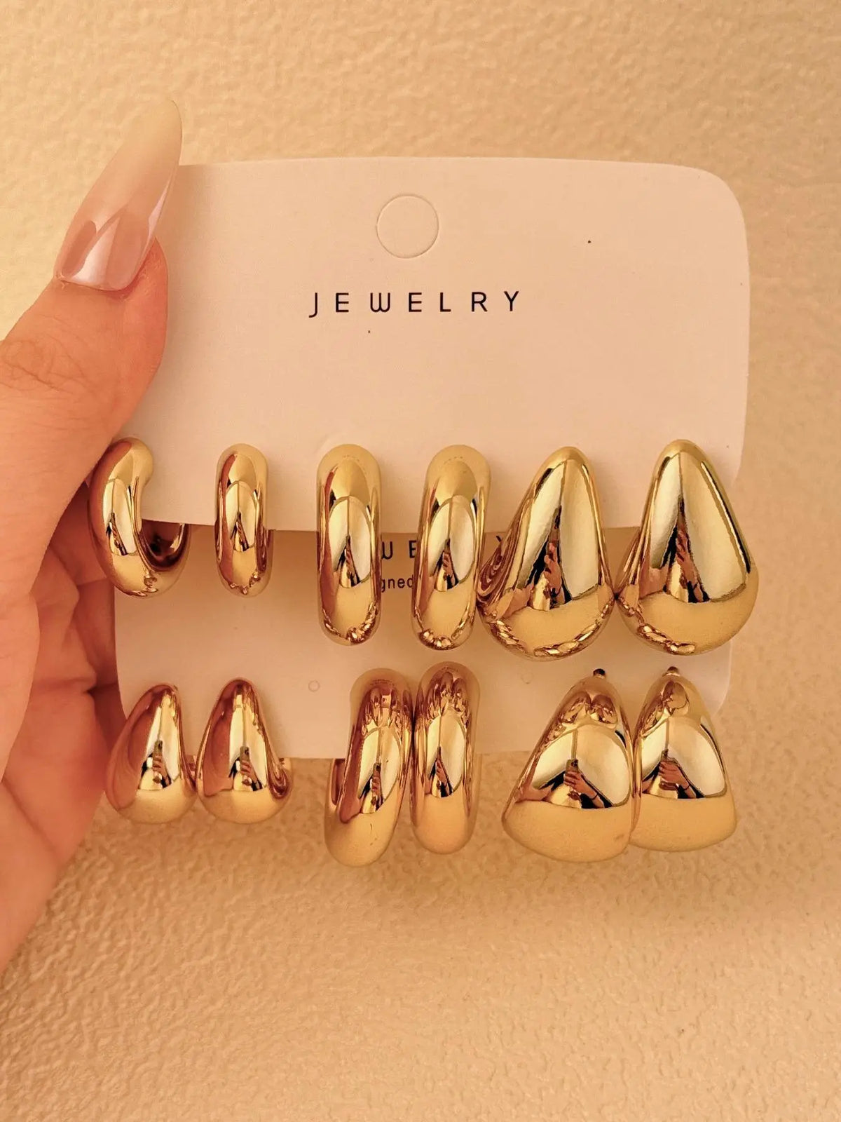 Women's Elegant Water Drop Shaped Hoop Earrings, Exquisite Trendy Earrings, Fashionable Jewelry, Stylish Jewelry for Women & Girls for Daily & Party Decoration, Statement Hoops Earrings, Earrings Set