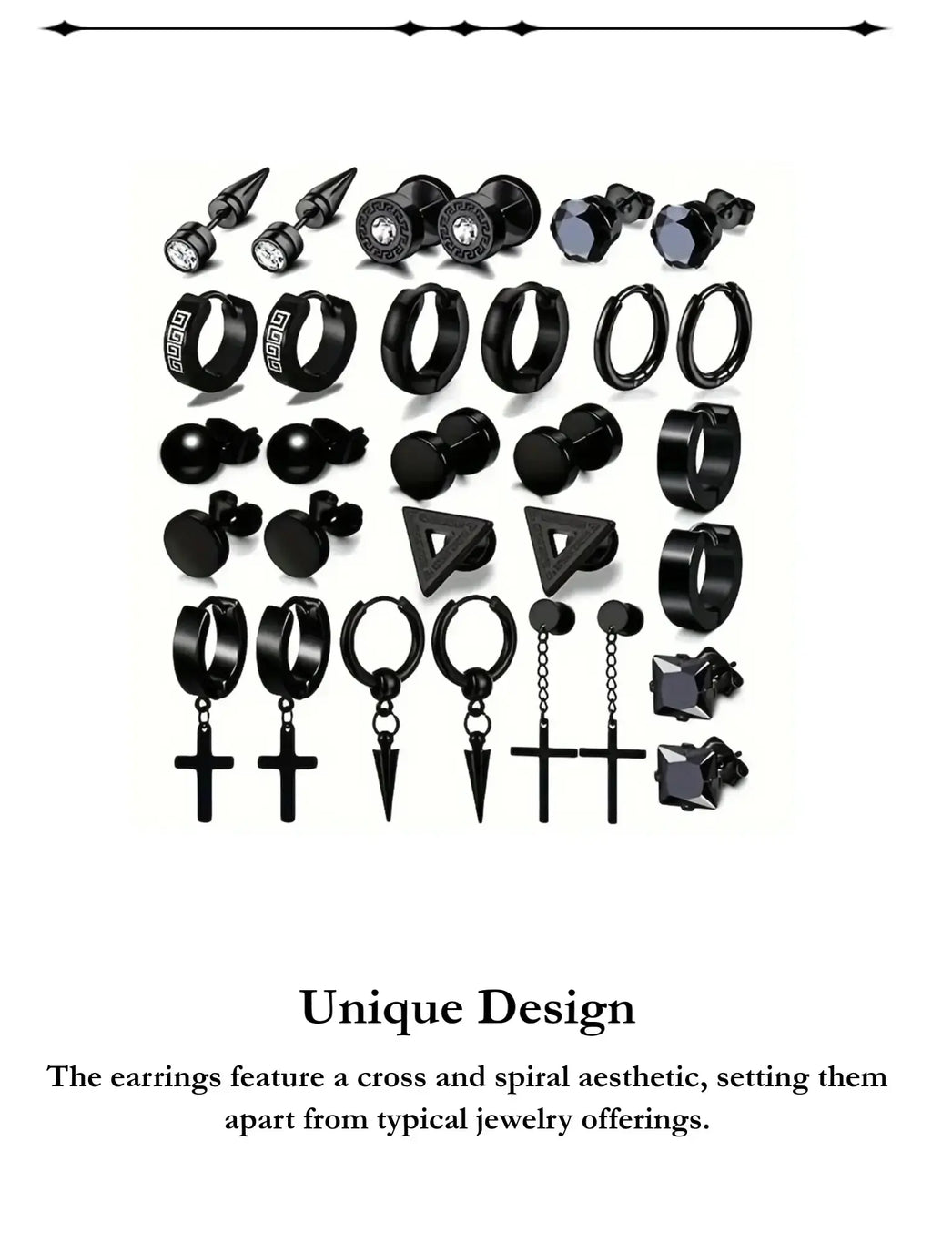Men's Punk Style Cross and Hoop Earring Sets, Trendy Versatile Stud Earrings for Parties and Everyday Outfits, Exquisite Jewelry Gift for Birthdays, Earring Stacking Set, Ear Accessories, Earrings Studs, Casual Earrings Set