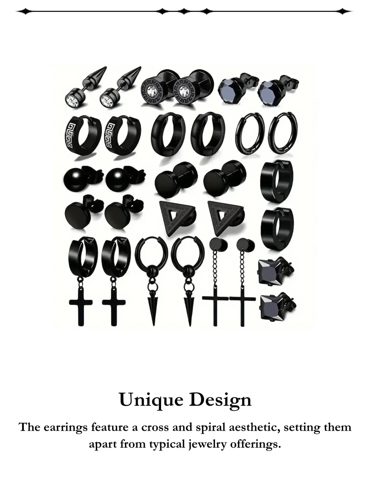 Men's Punk Style Cross and Hoop Earring Sets, Trendy Versatile Stud Earrings for Parties and Everyday Outfits, Exquisite Jewelry Gift for Birthdays, Earring Stacking Set, Ear Accessories, Earrings Studs, Casual Earrings Set