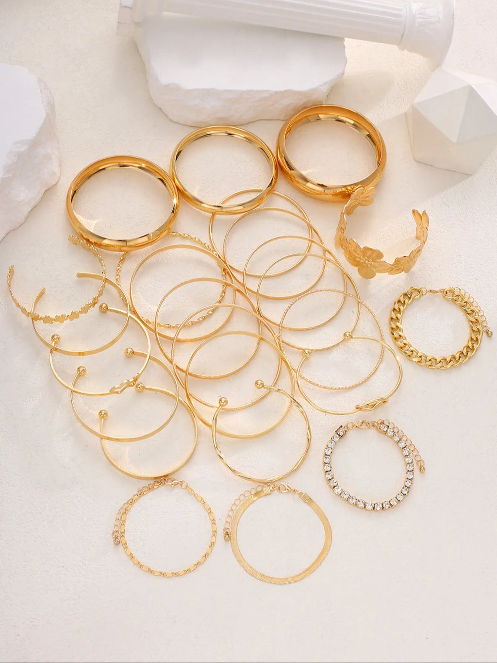Women's Boho Floral & Heart Design Bangle Bracelet Set, Stackable Bracelets, Casual Plain Style, Ideal Jewelry Gift for Daily Wear and Special Occasions, Fashionable Bangle, Bangles Set