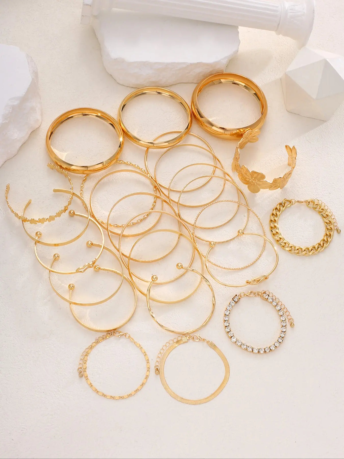 Women's Boho Floral & Heart Design Bangle Bracelet Set, Stackable Bracelets, Casual Plain Style, Ideal Jewelry Gift for Daily Wear and Special Occasions, Fashionable Bangle, Bangles Set