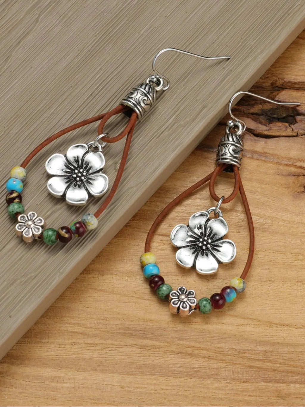 Boho Style Flower Decor Water Drop Design Dangle Earrings, Bohemian Earrings, Unique Design Earrings, Statement Earrings, Versatile Earrings, Fashionable Jewelry for Women & Girls, Stylish Jewelry, Trendy All-match & Exquisite Jewelry for Birthday Gift
