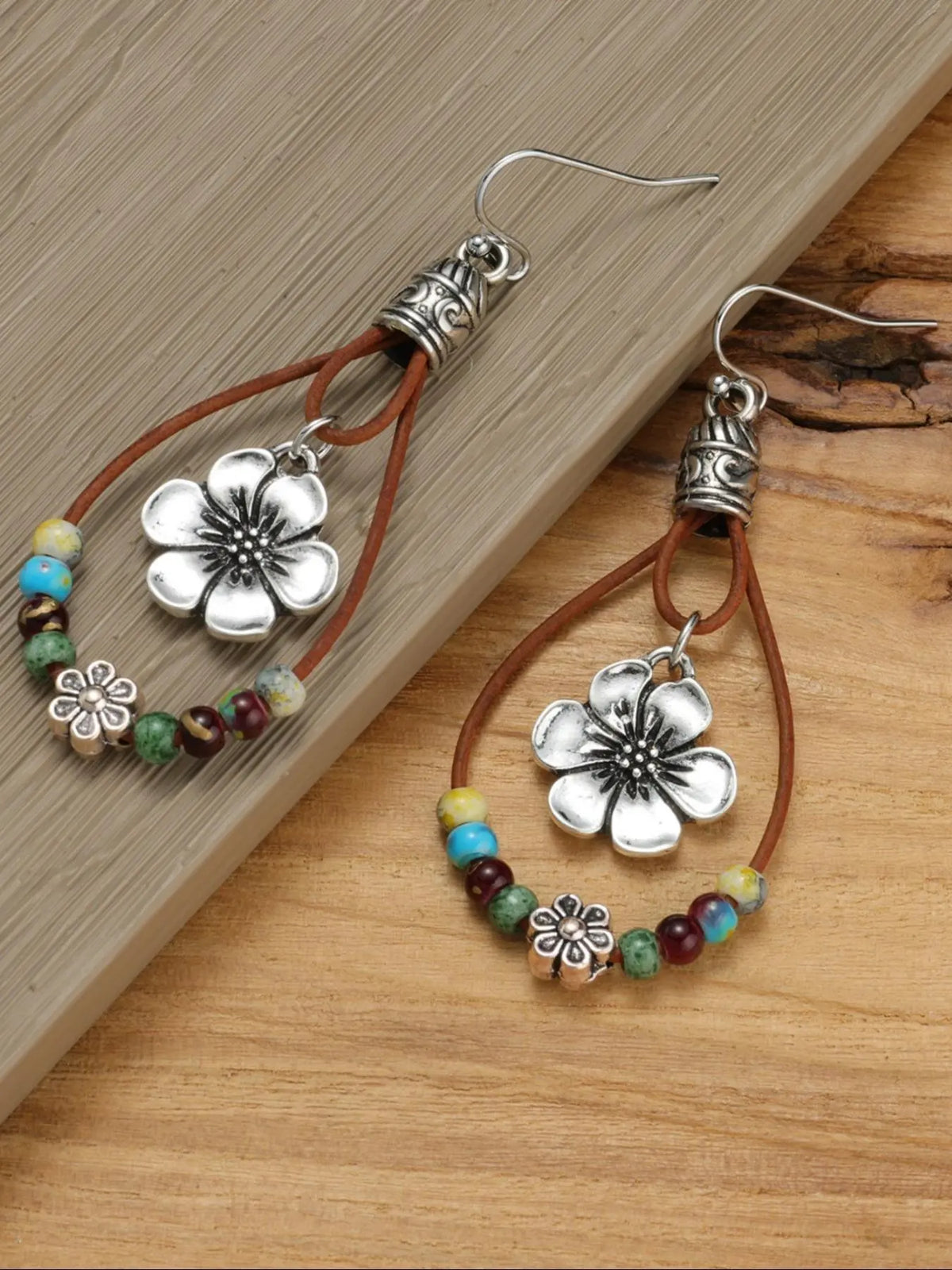 Boho Style Flower Decor Water Drop Design Dangle Earrings, Bohemian Earrings, Unique Design Earrings, Statement Earrings, Versatile Earrings, Fashionable Jewelry for Women & Girls, Stylish Jewelry, Trendy All-match & Exquisite Jewelry for Birthday Gift