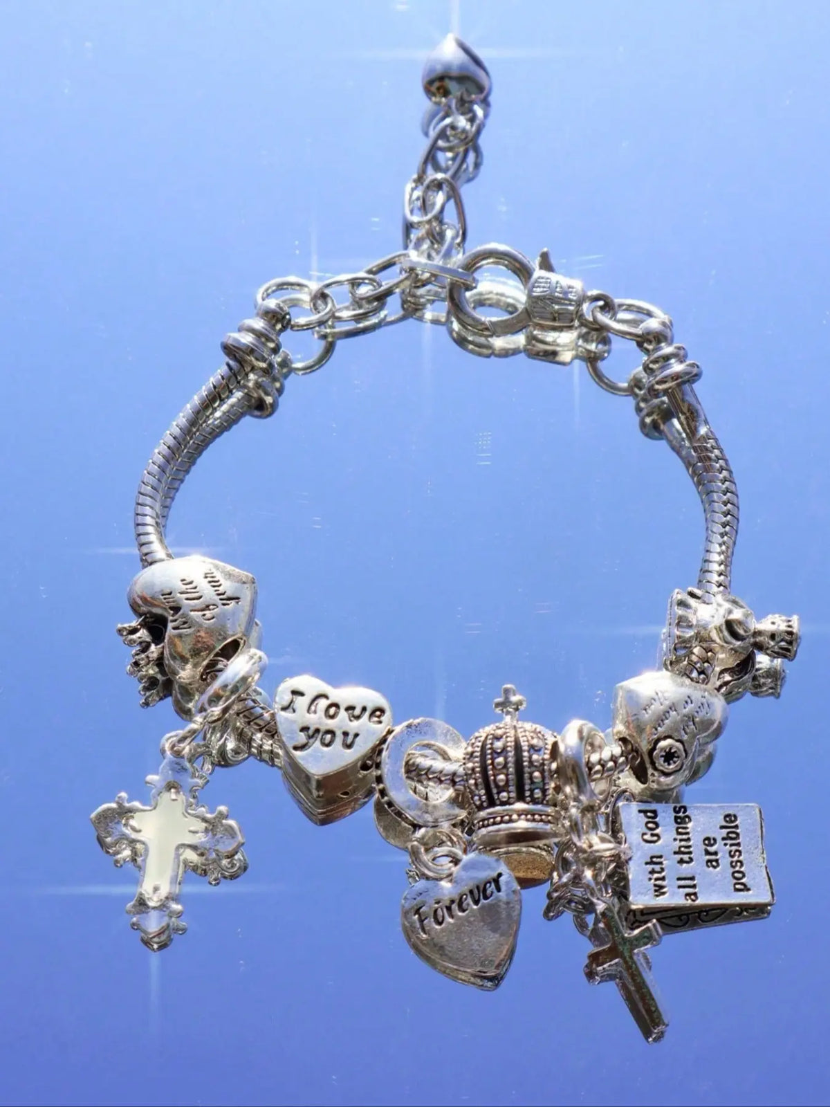 Heart Cherry Blossom Charm Bracelet, Glow-in-the-Dark Cross Bracelet, Mom Angel Cross Flower Charm High Quality Bracelet, Jewelry Bracelet, Exquisite Bracelet
