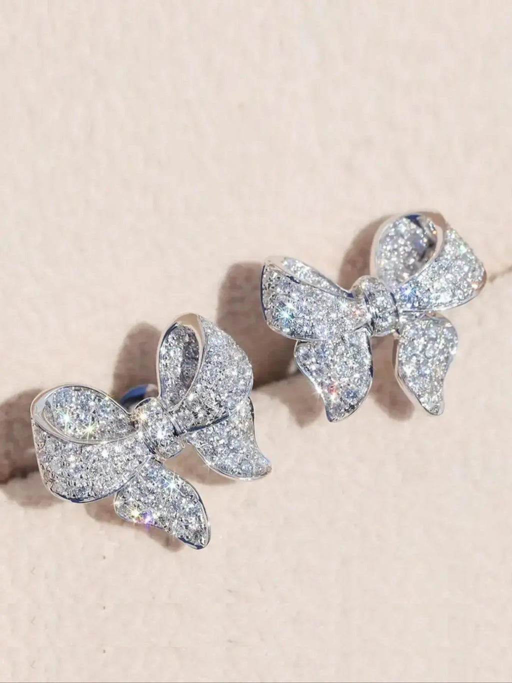 Women's Elegant Bowknot Design Stud Earrings (1 Pair), Zircon Stud Earrings, Exquisite Trendy Stud Earrings, Fashionable Jewelry for Women for Daily & Party Decoration, Jewelry Gifts, Studs Earrings, Classic Style Earrings, Artificial Zircon Earrings