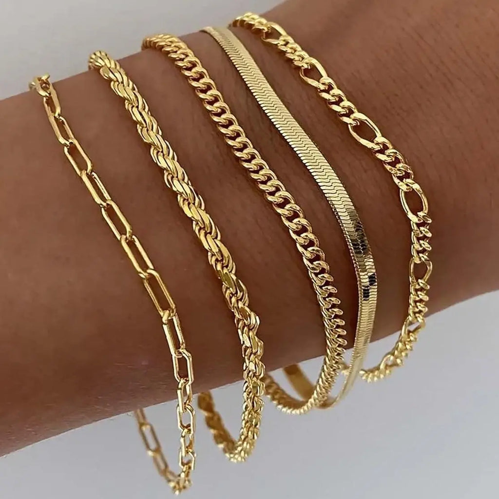 FREEKISS Bracelets For Women Jewelry Sets For Women Cute Tennis Bracelets For Fashion Cuban Link Paperclip Chain Dainty Bracelet Pack Gifts For Women Girls