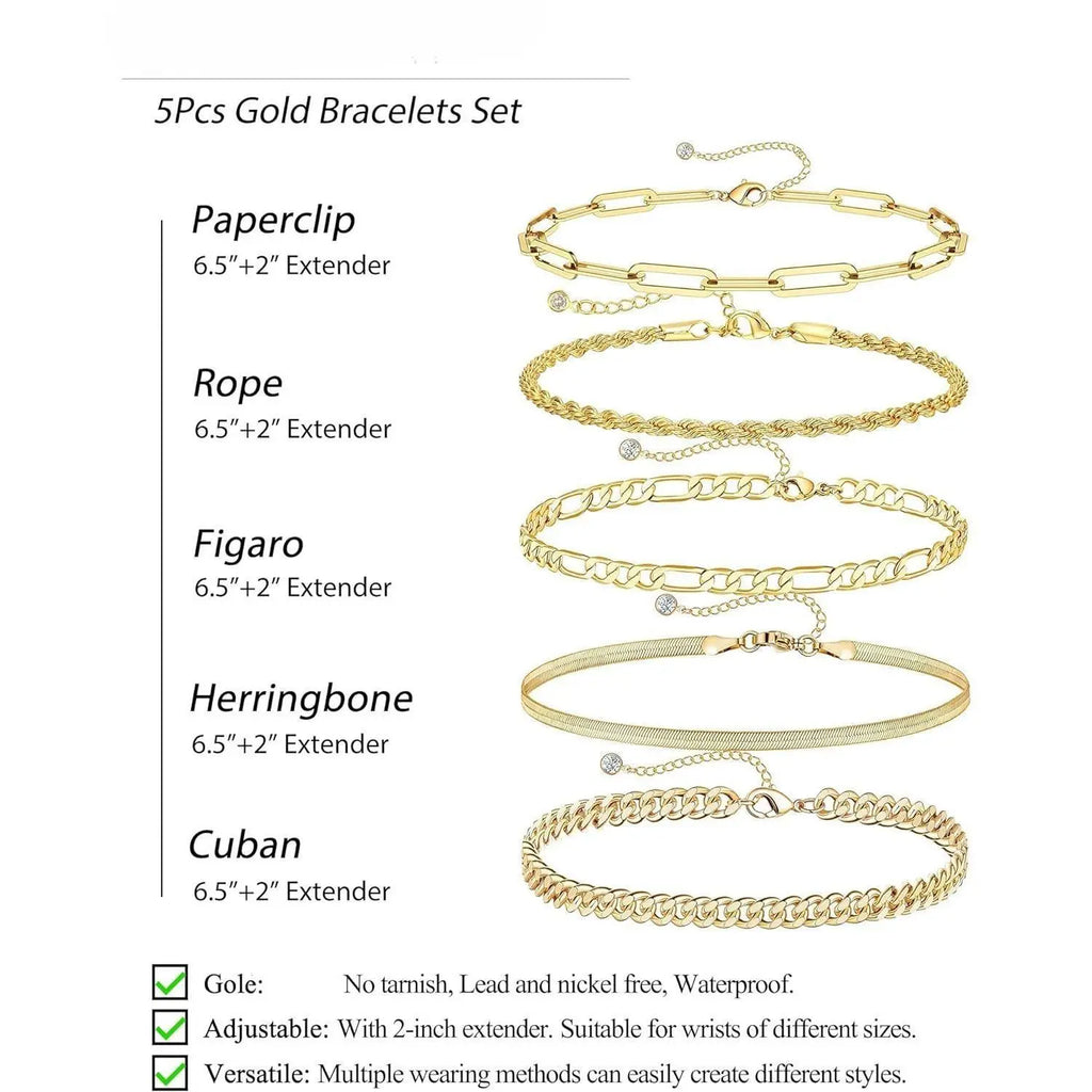 FREEKISS Bracelets For Women Jewelry Sets For Women Cute Tennis Bracelets For Fashion Cuban Link Paperclip Chain Dainty Bracelet Pack Gifts For Women Girls