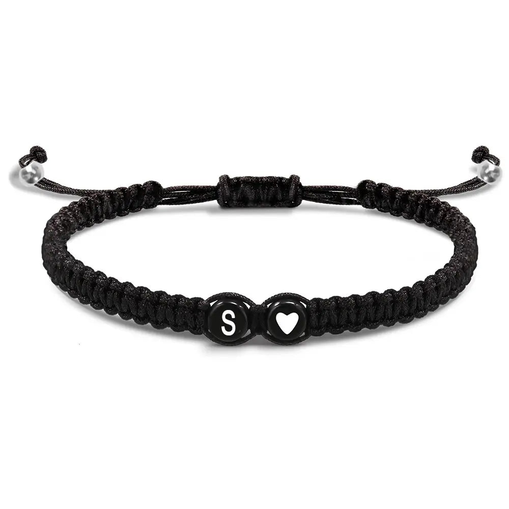 Heart Shaped Initial Bracelet, 26 Initial Charm Bracelet, Women Braided Bracelet, Heart Shaped Handmade Rope Adjustable Bracelet, Suitable for Mom Daughter Birthday Jewelry Gift Jewellery