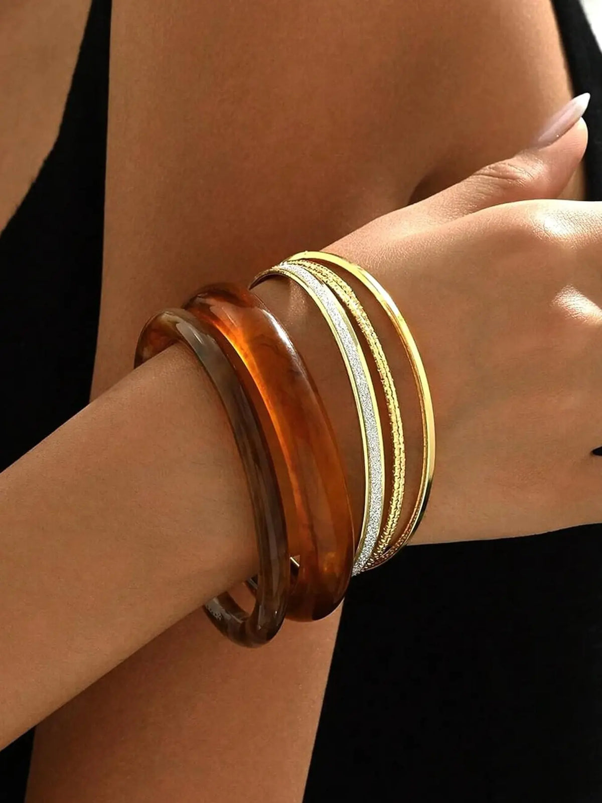 Acrylic Bangles Bracelets for Women, Irregular Shapes Acrylic Resin Fashionable Chunky Bangles, Geometric Fashions, Thick Statement Bangle Jewelry Set, Stacked Design Bracelets