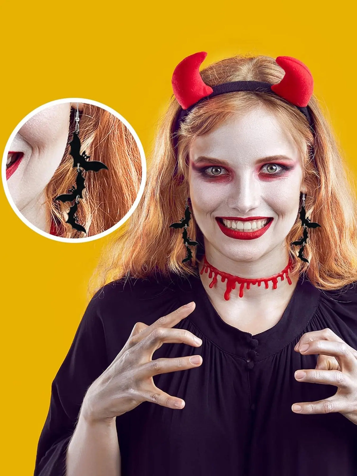 Acrylic Material Halloween Dangling Earrings Black Skull Bat Drop Dangle Style Earrings for Women Fun Cute Spooky Theme Halloween Holiday Costume Jewelry Dangly Earrings