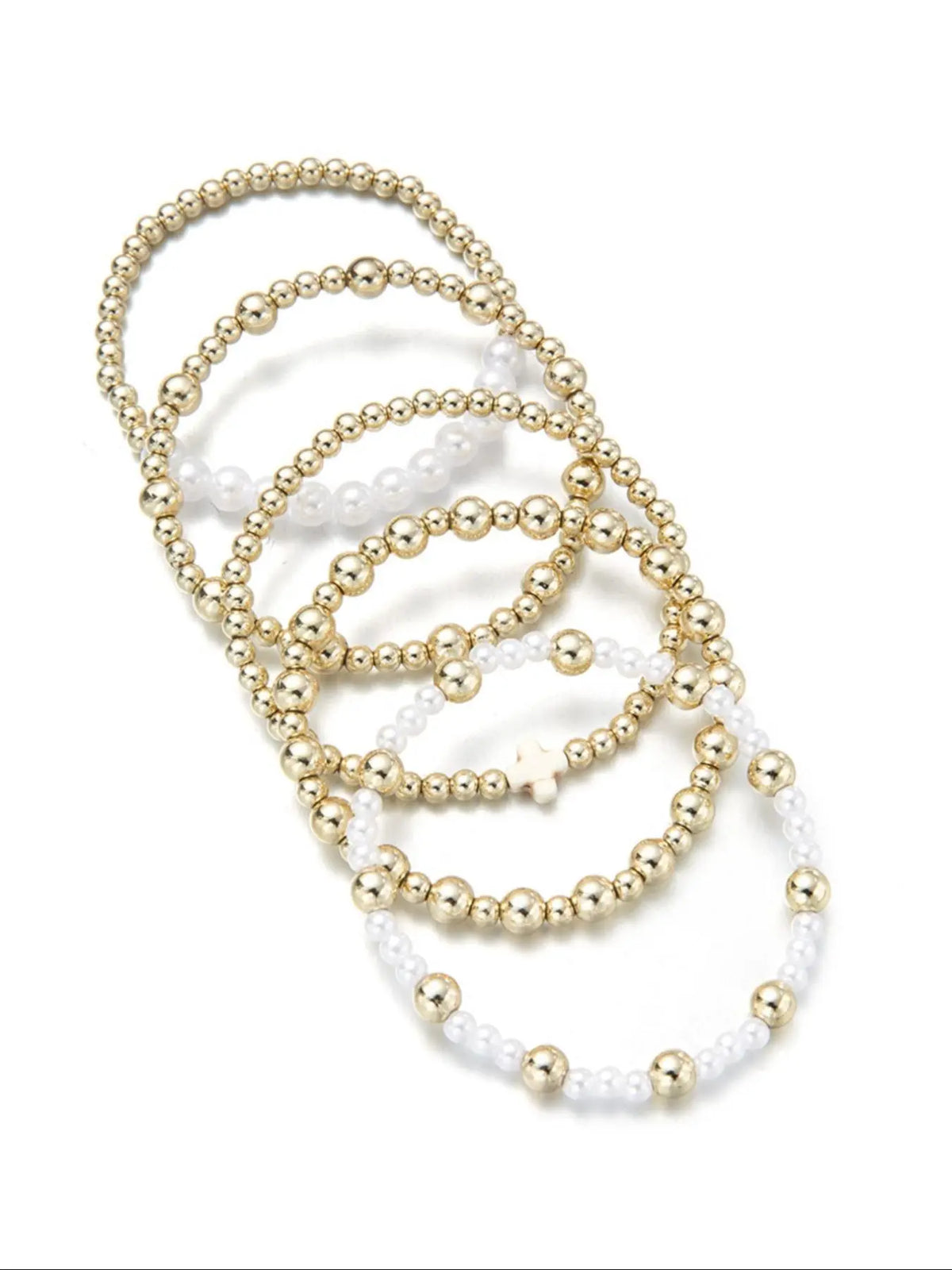 Boho Style Faux Pearl Decorated Bracelet Set, Fashion Cross Charm Beaded Bracelet Sets for Women & Men, Trendy Versatile & Exquisite Jewelry for Birthday Gift, Stackable Bracelets, Bohemian Bracelets, Bracelet Bundle