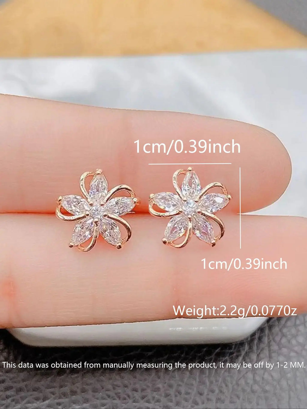 Cute Flower Design Rhinestone Studs Earrings, Artificial Zircon Decor Stud Earrings, Trendy All-match & Exquisite Ear Piercing Jewelry