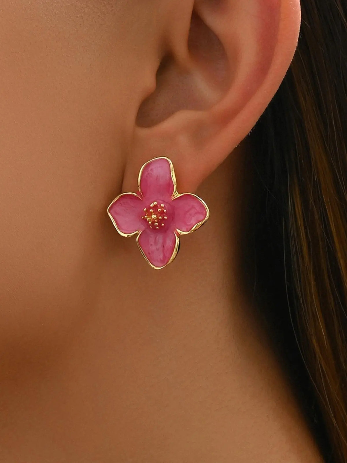 Cute Flower Design Stud Earrings, Earrings with Flat Backs, Floral Stud Earrings, Fashionable Jewelry for Women, Trendy Versatile & Exquisite Jewelry for Birthday Gifts, Dainty Fashion Jewelry, Flat Pierced Earring