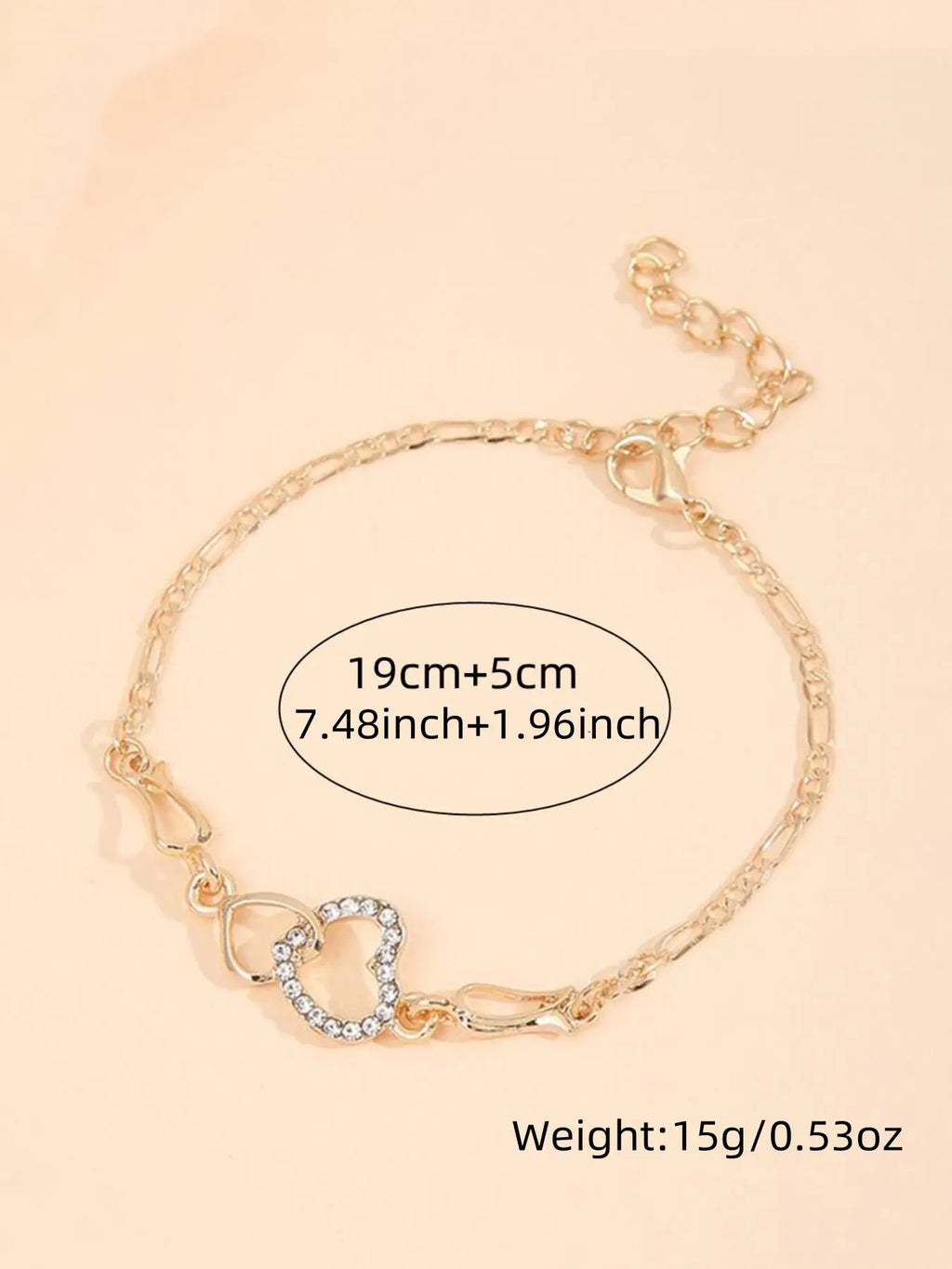 Mother's Day Gift Fashion Rhinestone Decorated Heart Design Charm Bracelet, Artificial Zircon Bracelet, Fashionable Bracelet, Beautiful Bracelets, Fashion Jewelry for Party & Daily Decor, Trendy All-match Jewelry for Birthday Gift