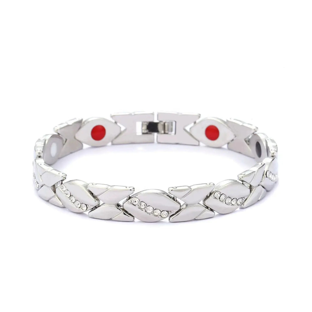 Pure Copper Magnetic Bracelet for Women with Dainty Leaf Design & Diamond Accents - Adjustable 3500 Gauss Feminine Gift, Adjustable Bracelets, Pure Copper Bracelets