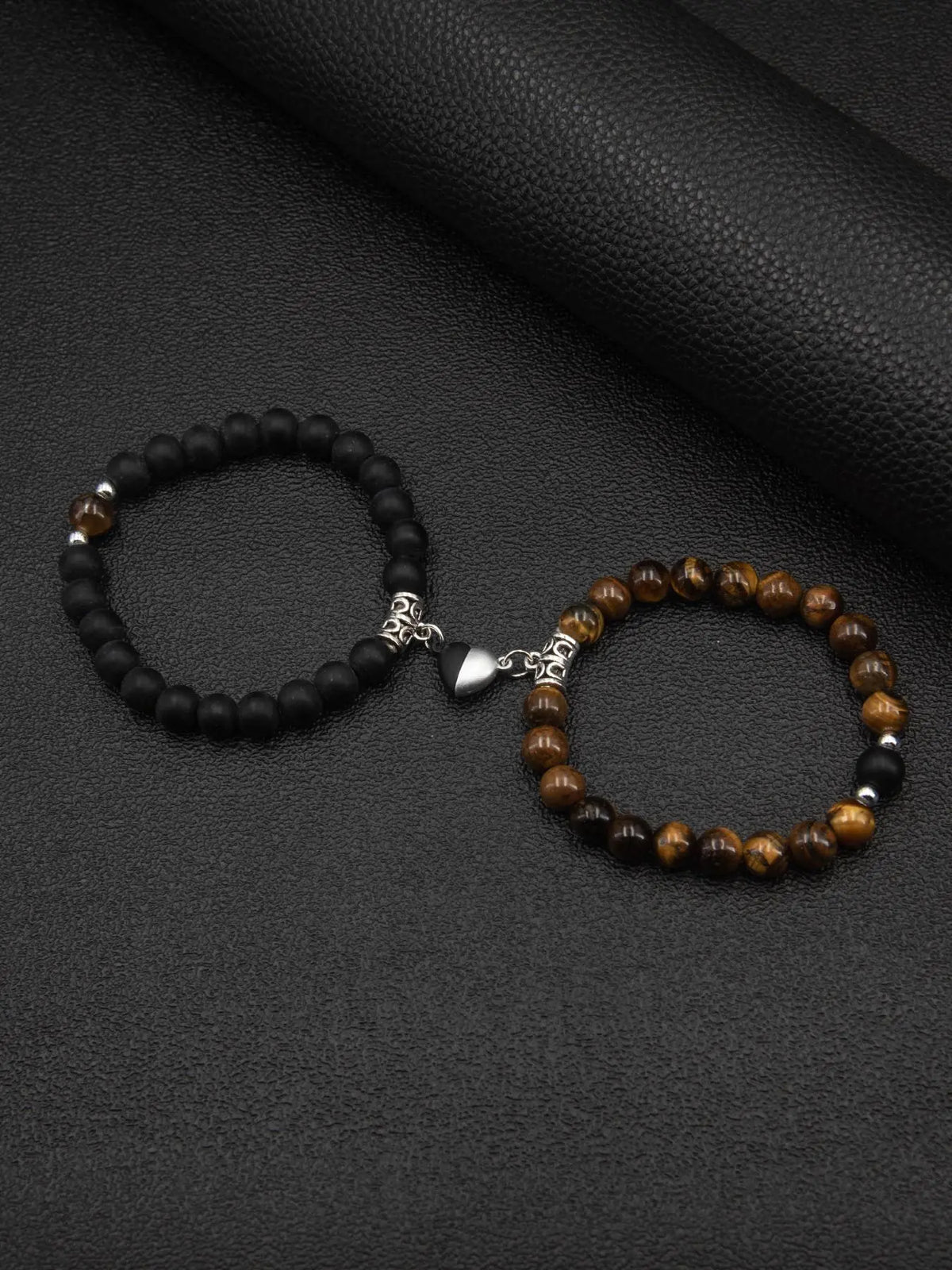 Magnetic Heart Charm Beaded Bracelet, Fashionable Couple Bracelet for Women & Men, Matching Heart Bracelets, Trendy All-match & Exquisite Jewelry for Birthday Gift, Heart Shaped Bracelet, Bracelet With Pendant, Beaded Bracelet Set
