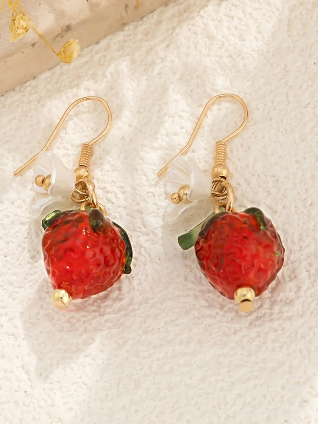 Cute Strawberry Design Dangle Earrings for Women & Girls, Fashion Floral Drop Earrings, Cute Summer Jewelry Accessories, Casual Trendy Jewelry, Fruit Veggie Earrings, Dangly Earrings, Dangling Earrings