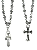 2-Piece Set Retro Unisex Gothic Layered Cross Necklace, Punk Sword Pendant, Ideal Gift for Men and Women, All-Season Accessory, Grunge Cross Necklace, Alloy Necklace, Cross Chain Design