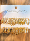 12 Pairs Mixed Shape Elegant Faux Pearls Decorated Hoop Earrings Set, Earring Pack, Ear Hoops, Alloy Twist Decor Hoop Earrings, Fashion Accessories for Women & Girls, Fashionable Jewelry, Trendy Jewelry
