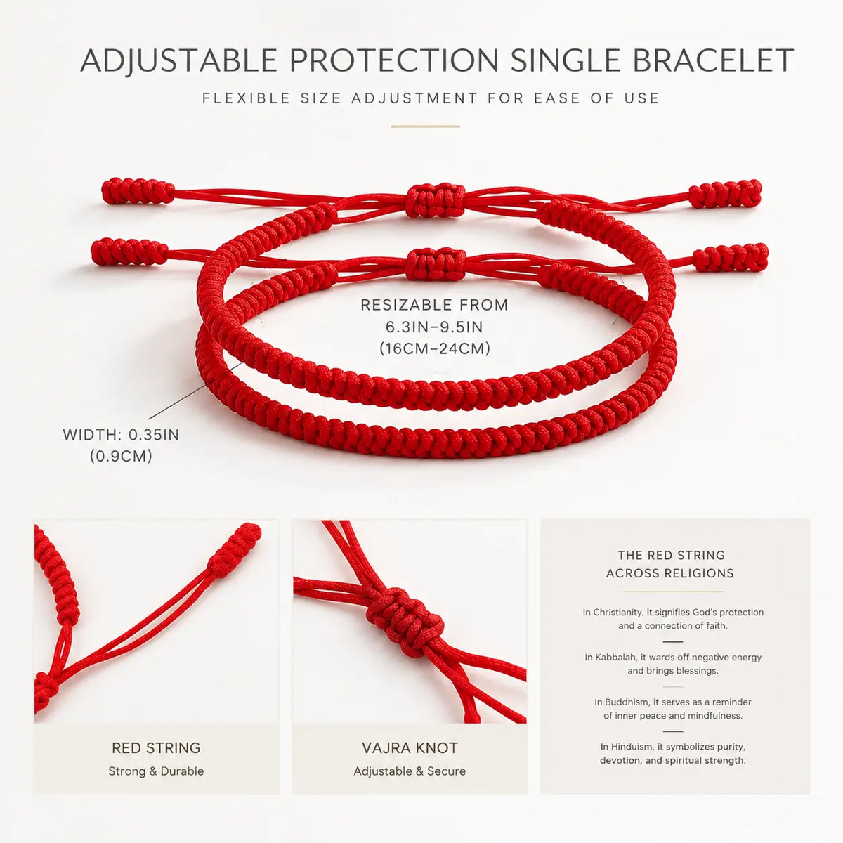 2-Pack TikTok Best-Selling Red String Bracelet, Hand-Woven Kabbalah Vajra Knot Design, Adjustable (6-9.5 in), Destiny Bracelet, Unisex Minimalist Fashion Jewelry, Giftable for Birthdays, Love & Friends,sohochic