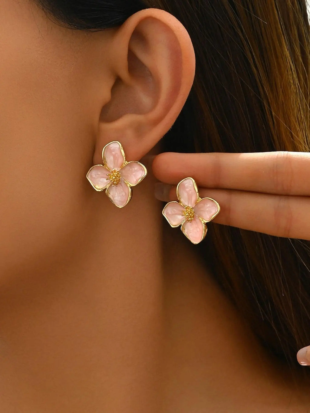 Cute Flower Design Stud Earrings, Earrings with Flat Backs, Floral Stud Earrings, Fashionable Jewelry for Women, Trendy Versatile & Exquisite Jewelry for Birthday Gifts, Dainty Fashion Jewelry, Flat Pierced Earring