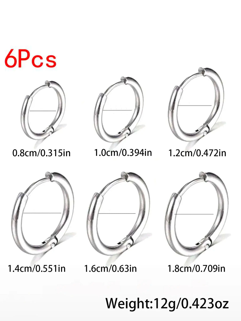 Stainless Steel Hoop Earrings for Men & Women, Multiple Sizes (8-18mm), Gift for Daily Wear, Versatile Earrings, Durable Earring Stack, Men Accessories, Earring Hoops