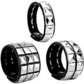 3-Pack Rivet Leather Studded Cuff Bracelets - 80s Punk Vibe Double Layered Adjustable Slider Jewelry, Bracelet Stack, Bangles, Easy Party Gift Choice for Men, Festive & Party Supplies Accessories