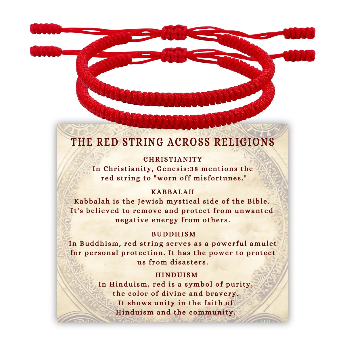 2-Pack TikTok Best-Selling Red String Bracelet, Hand-Woven Kabbalah Vajra Knot Design, Adjustable (6-9.5 in), Destiny Bracelet, Unisex Minimalist Fashion Jewelry, Giftable for Birthdays, Love & Friends,sohochic