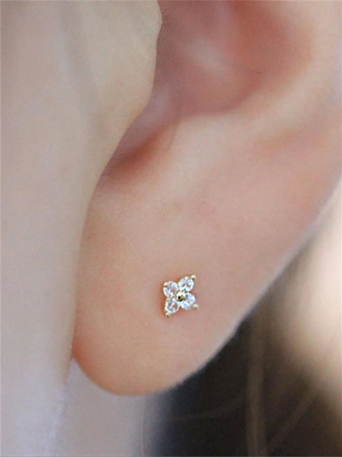Rhinestone Decor Stud Earrings As Summer Outfits 2024, Flower Shaped Stud Earrings, Fashion Accessories for Women & Girls, Stud Earring Jewelry, Studs Earrings