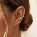 ChicBloom B Ear Cuffs Non Piercing Ear Cuff for Women Clip on Huggie Hoop Earrings Gold Fake Earring Cuff with Chain Clips Minimalist Jewelry