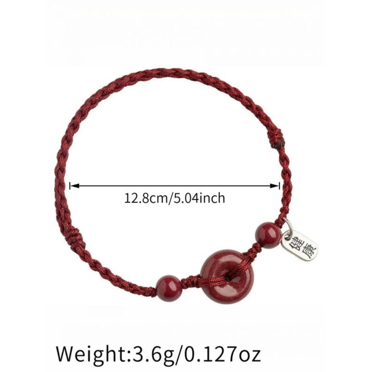 Unisex Cinnabar Hand-Woven Rope Bracelet with Peace-Health Buckle - One Size Fits, Men's Accessories, Ethnic Costume Jewelry, Birth Year Accessory, Stackable Piece, Daily Wear, Symbolizes Peace and Health, Meaningful Gift