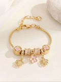 Mother's Day Gift Women's Cute Flower & Rhinestone Fish Tail & Heart Design Bracelet, Fashionable Bracelet, Rhinestone Decorated Bangle Bracelet, Fashion Jewelry for Party, Daily Decor, Trendy All-match & Exquisite Jewelry for Birthday Gift