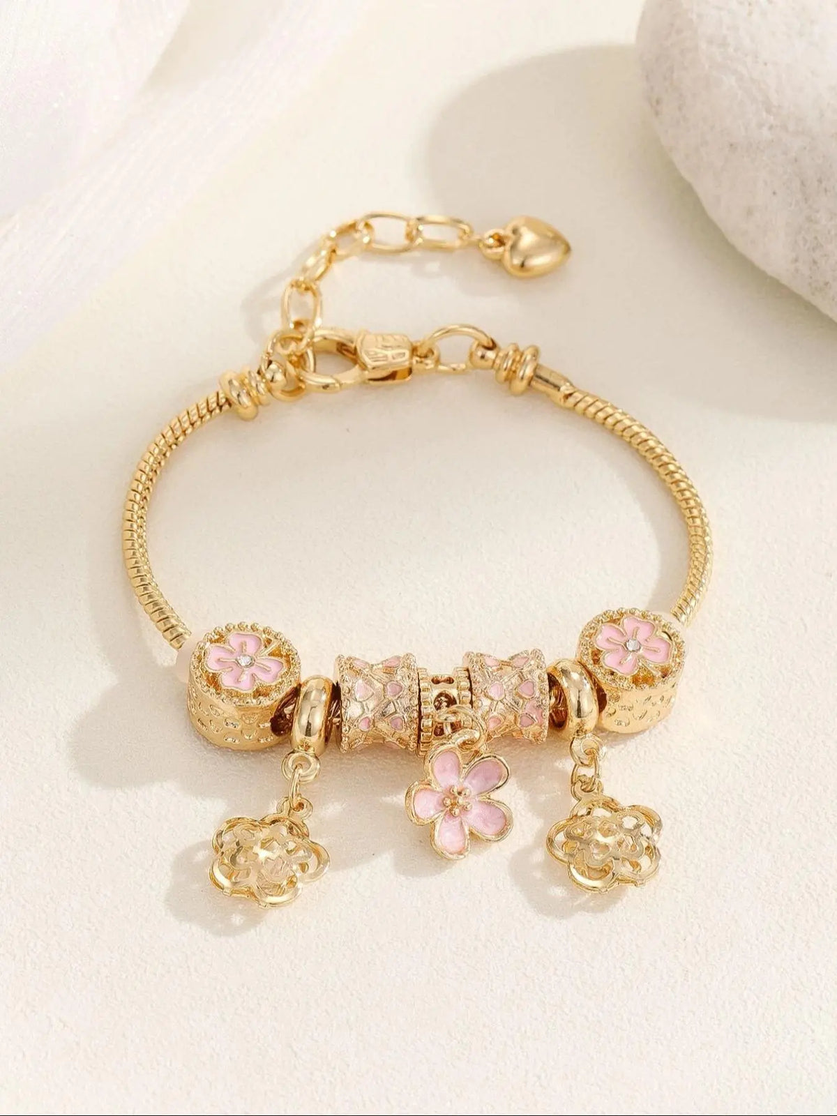 Mother's Day Gift Women's Cute Flower & Rhinestone Fish Tail & Heart Design Bracelet, Fashionable Bracelet, Rhinestone Decorated Bangle Bracelet, Fashion Jewelry for Party, Daily Decor, Trendy All-match & Exquisite Jewelry for Birthday Gift