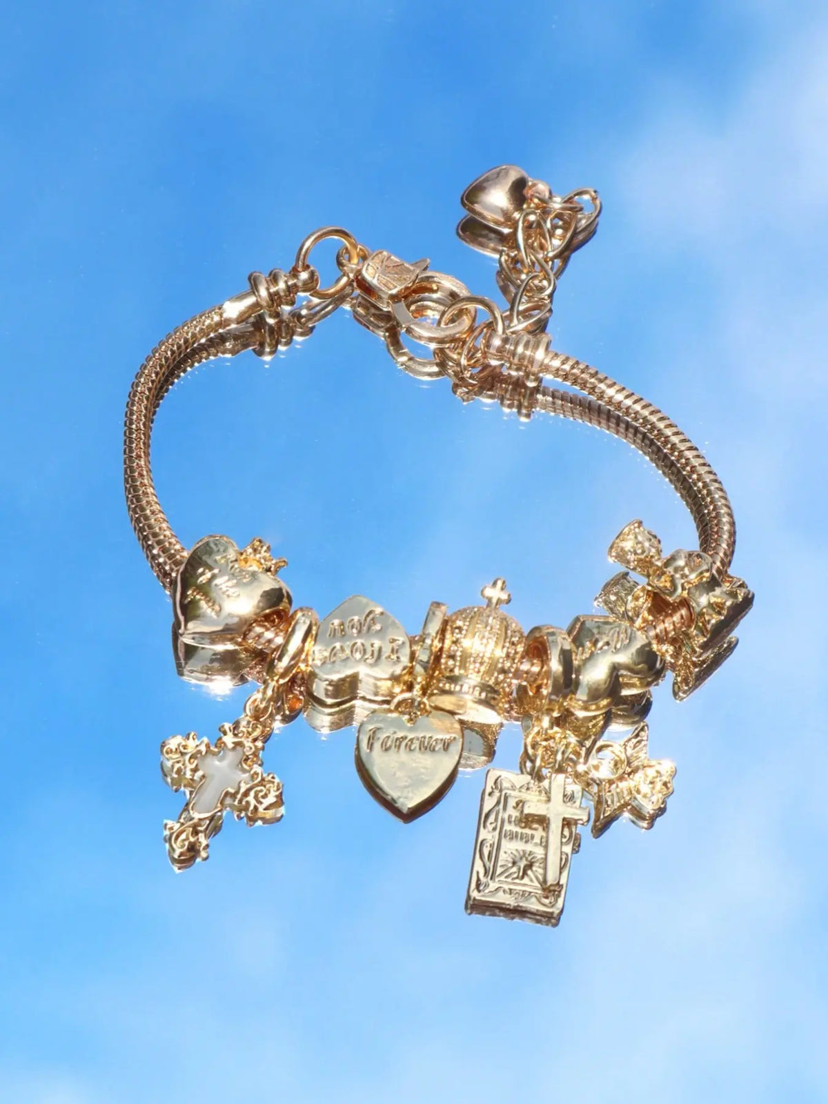 Heart Cherry Blossom Charm Bracelet, Glow-in-the-Dark Cross Bracelet, Mom Angel Cross Flower Charm High Quality Bracelet, Jewelry Bracelet, Exquisite Bracelet