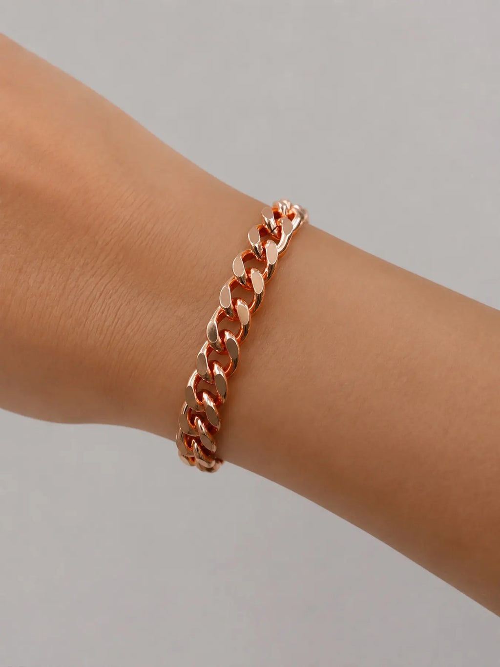 Pure Copper Cuban Chain Bracelet, 5–12 mm Wide Chunky Link Unisex Copper Metal Bracelet, Handmade Concave Chain Jewelry for Men and Women, Cuban Link Bracelets