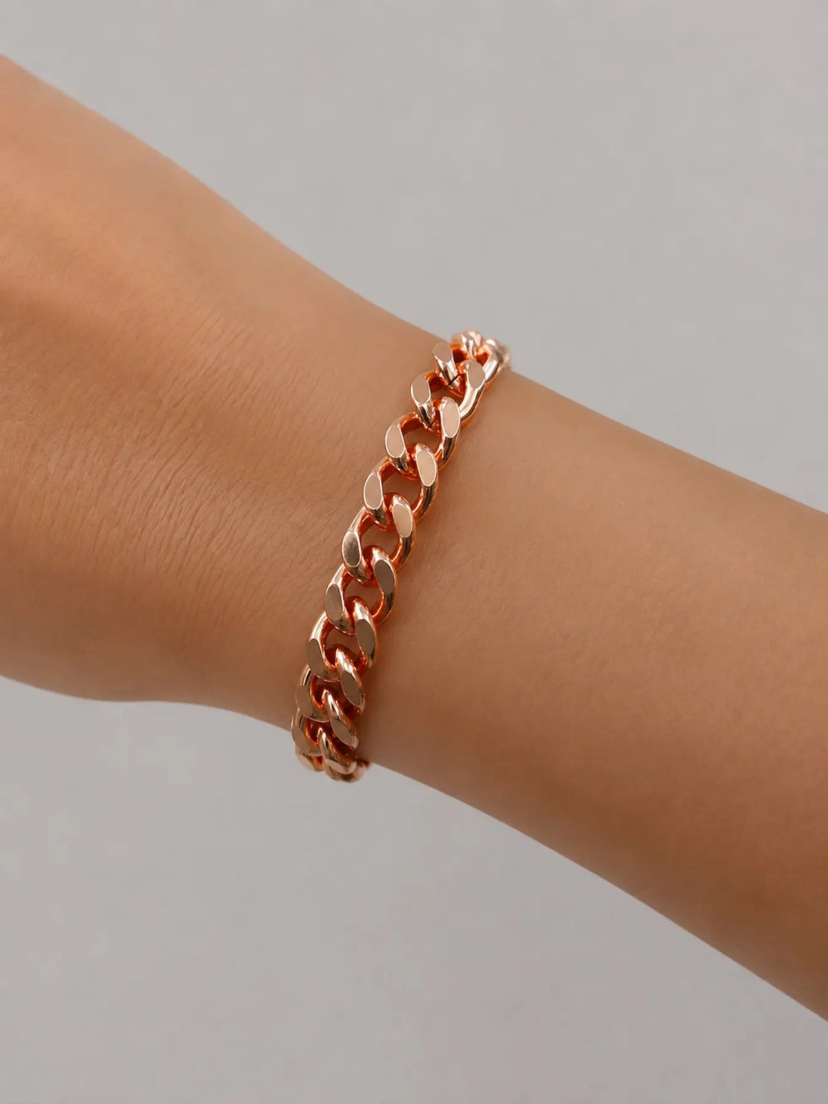 Pure Copper Cuban Chain Bracelet, 5–12 mm Wide Chunky Link Unisex Copper Metal Bracelet, Handmade Concave Chain Jewelry for Men and Women, Cuban Link Bracelets