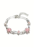 1 Pc Elegant Cherry Blossom Bracelet, Adjustable Stylish Cube Petals for Women, Cute Fashion Accessory for Any Occasion, Fashionable Bracelet, Elegant Jewelry Bracelet, Aesthetic Jewelry, Adjustable Bracelets