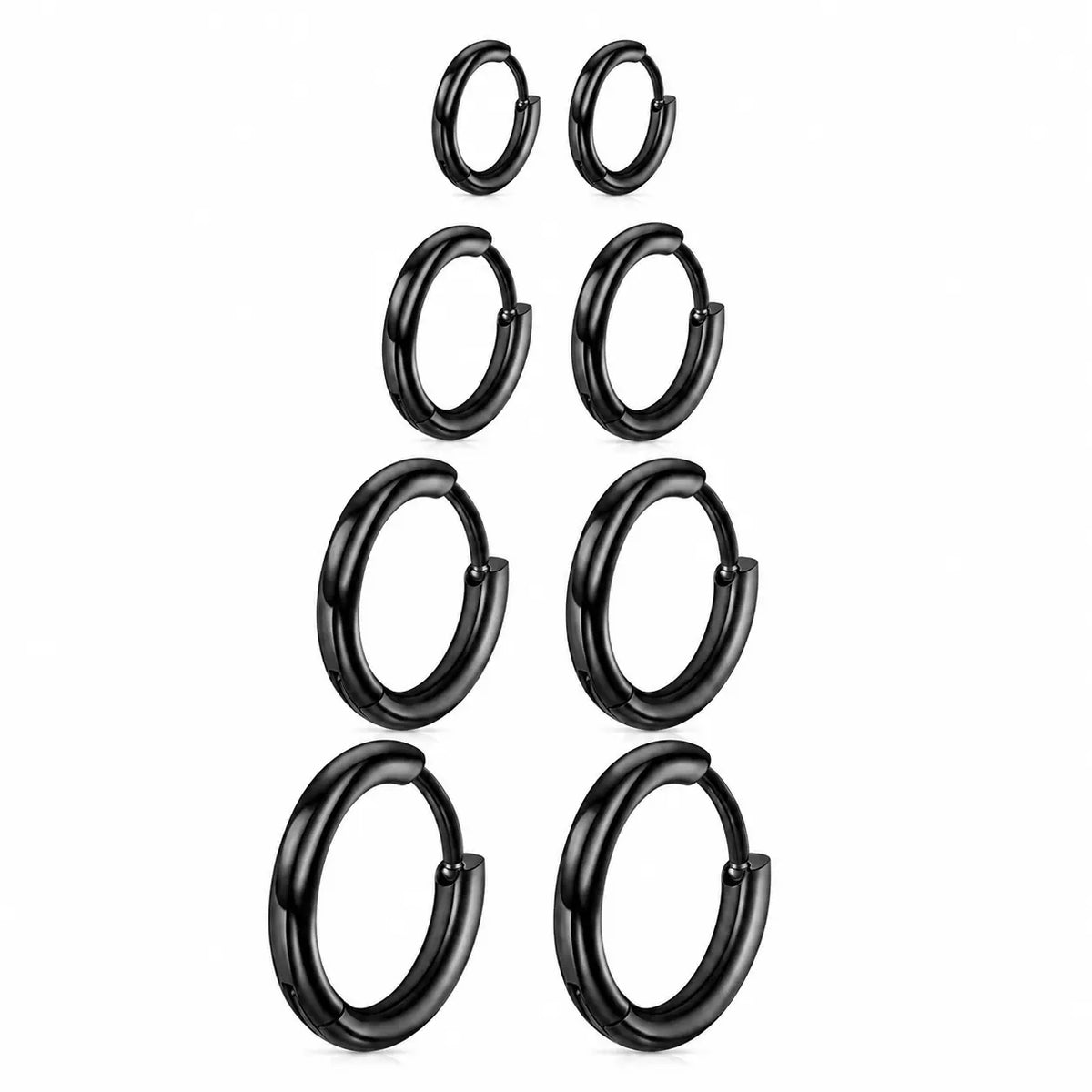Women's & Men's Accessories 4-Pair Classic 316L Surgical Steel Silver Hypoallergenic Huggie Hoop Earrings, Ideal for Cartilage Piercings & Layering (8mm,10mm,12mm,14mm)