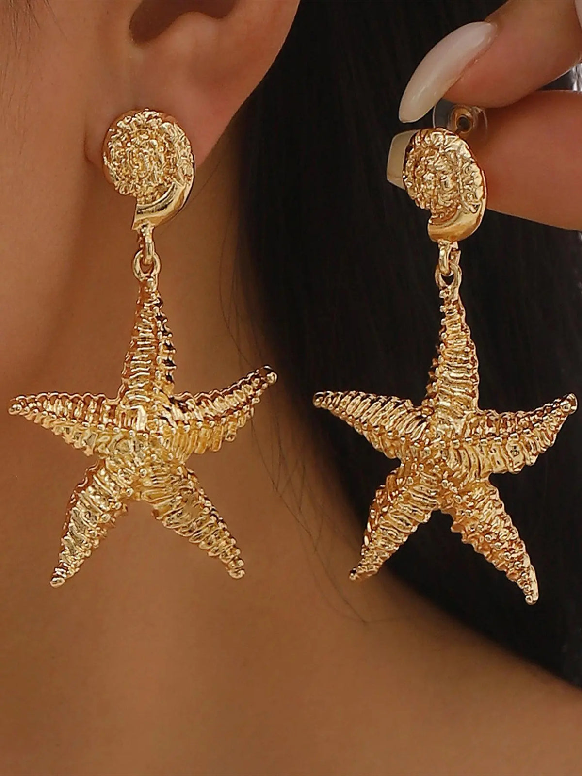 Creative Starfish Design Dangle Earrings, Dangly Earrings, Ocean Vibes Dangles, Dolphin Earrings, Fashionable Ocean Themed Jewelry for Women, Daily Clothing Decor, Trendy All-match & Exquisite Jewelry for Birthday Gift