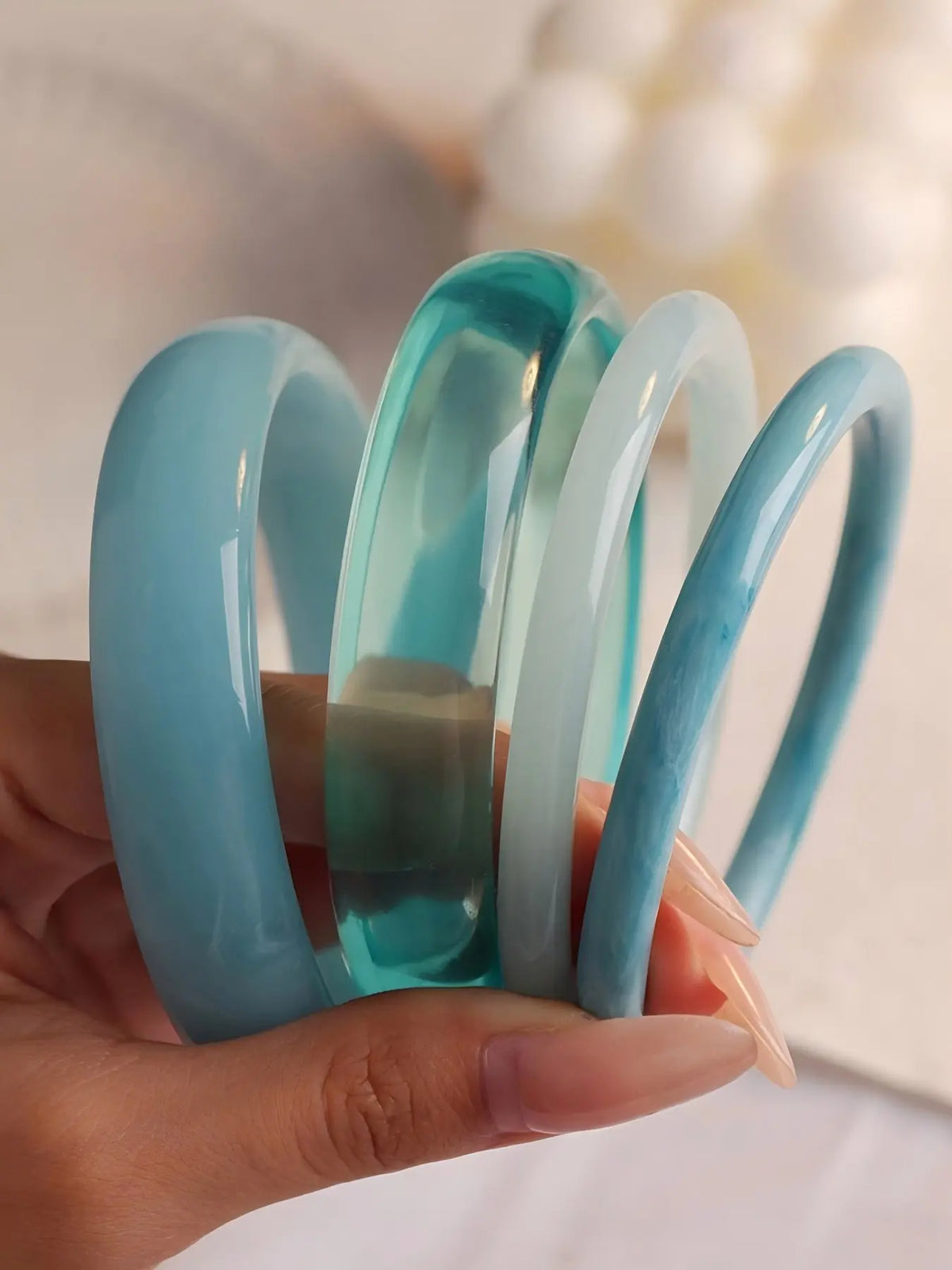 Elegant Boho Style Set, Blue Resin Abs Material, Perfect for Daily Wear, Ideal Gift for Friends and Family, Bracelets Stack, Layered Bracelet Set