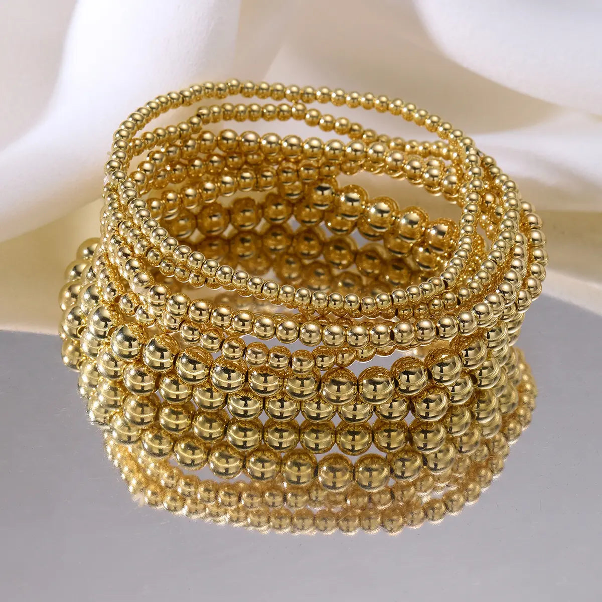 Women's 14Pcs Minimalist Gold-Toned Bangles Bracelets Set, Elastic Boho Stackable Beaded Mix Female Bracelets, Comfortable Stretch Costume Jewelry for Birthday,sohochic