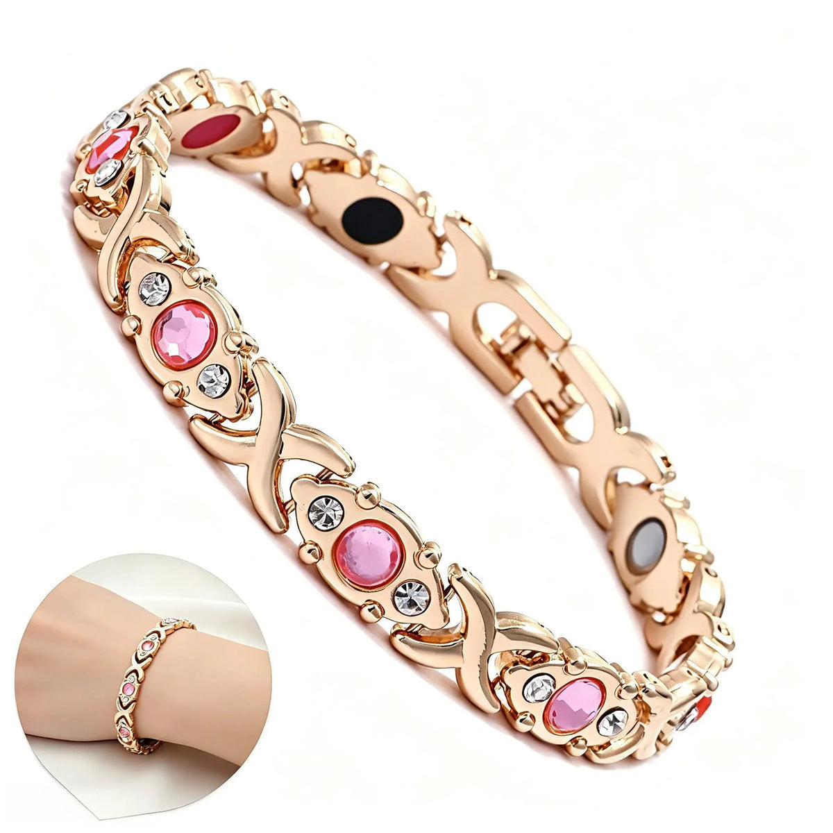Women's Elegant Rhinestone Stretch Bangle, Adjustable Magnetic Band in Alloy Metal, Costume Jewelry Accessory for Womens Gifts, Jewelry For Women, Accessories For Women